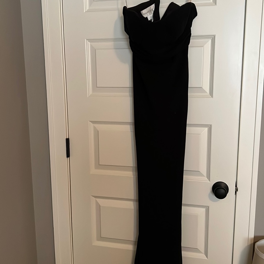 black, chiffon david’s bridal bridesmaid dress size 4
